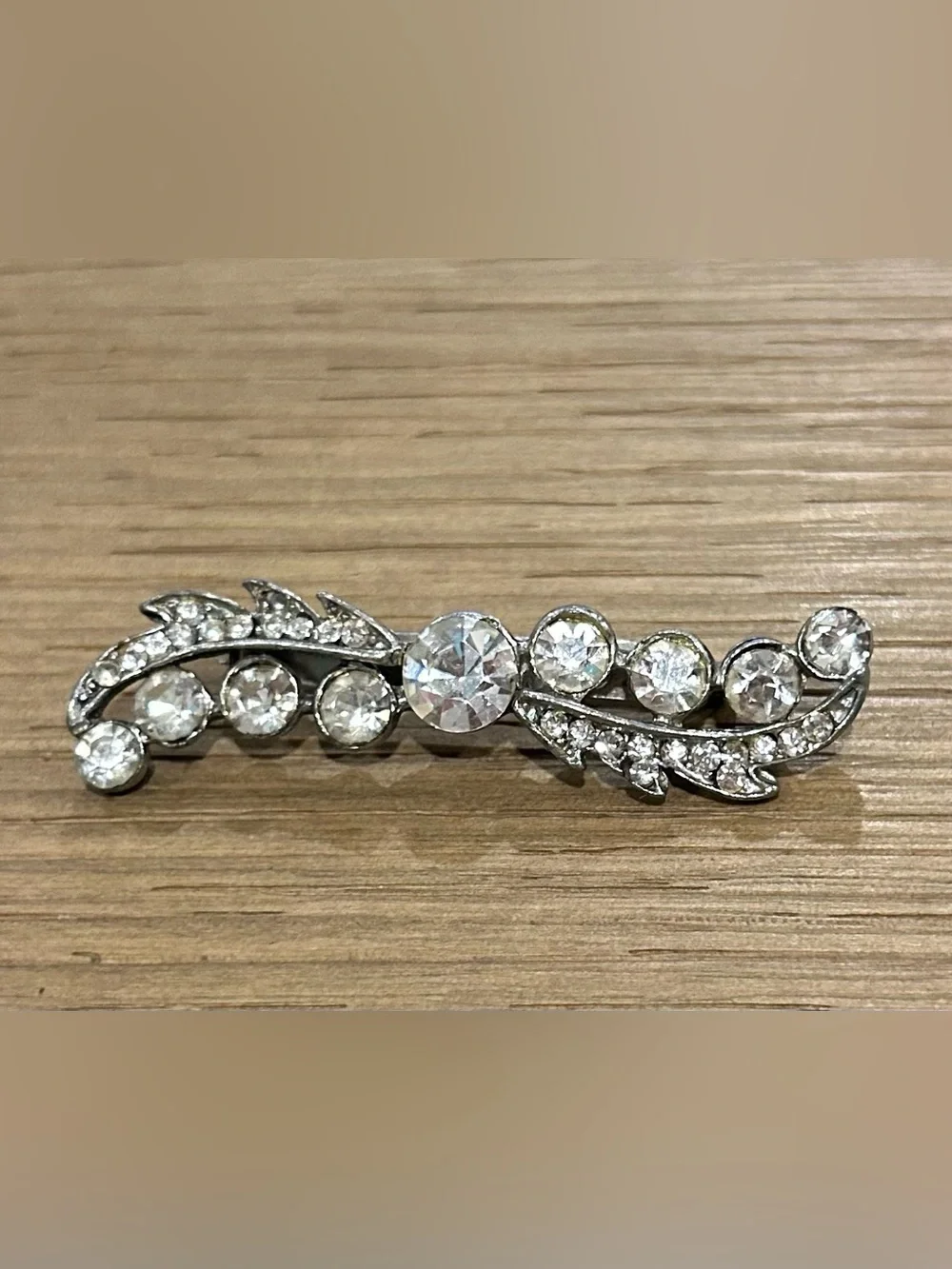 Rhinestone Silver-Tone Brooch Pin
